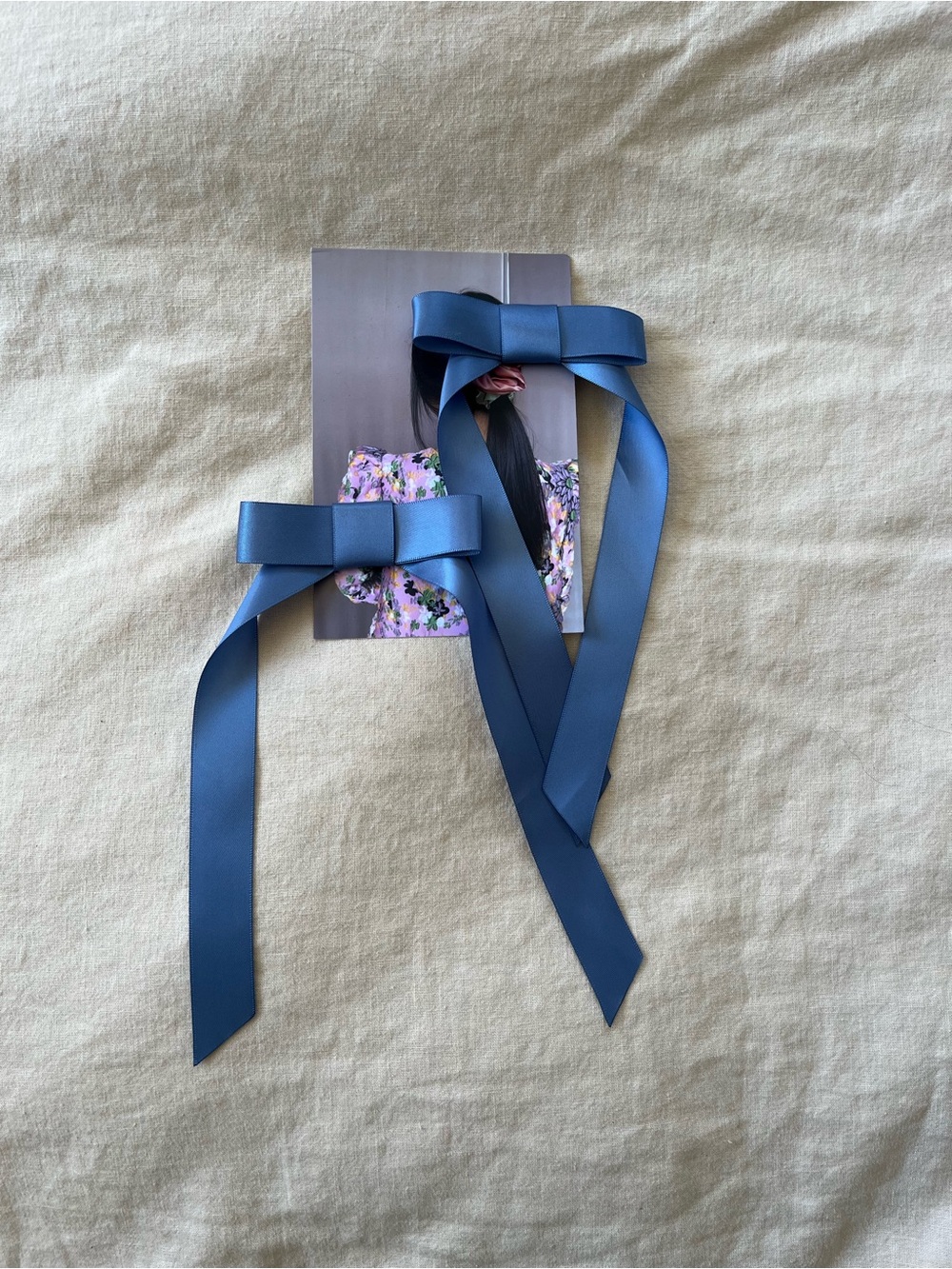 Room Shop Blue Satin Ribbon Hair Bows - NWT